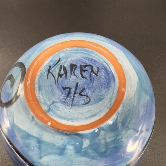 Hand Made Italian Pottery Dish Bowl Artist Signed Hand Painted Fish Animal Dish - Picture 7 of 12